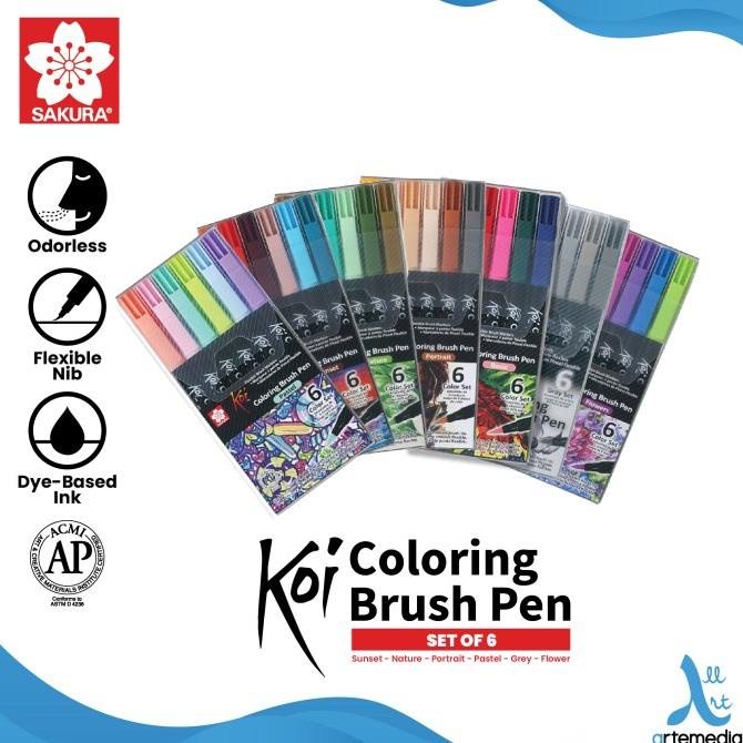 

Terlaris Brush Pen Sakura Koi Coloring Brush Pen Set 6 Pena Kuas Warna SALE