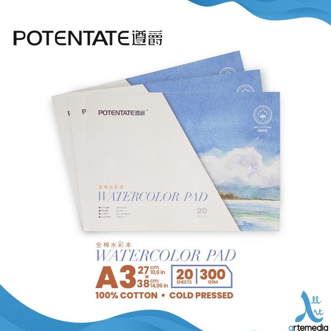 

Kertas Cat Air Potentate Cotton A3 Watercolor Paper Pad