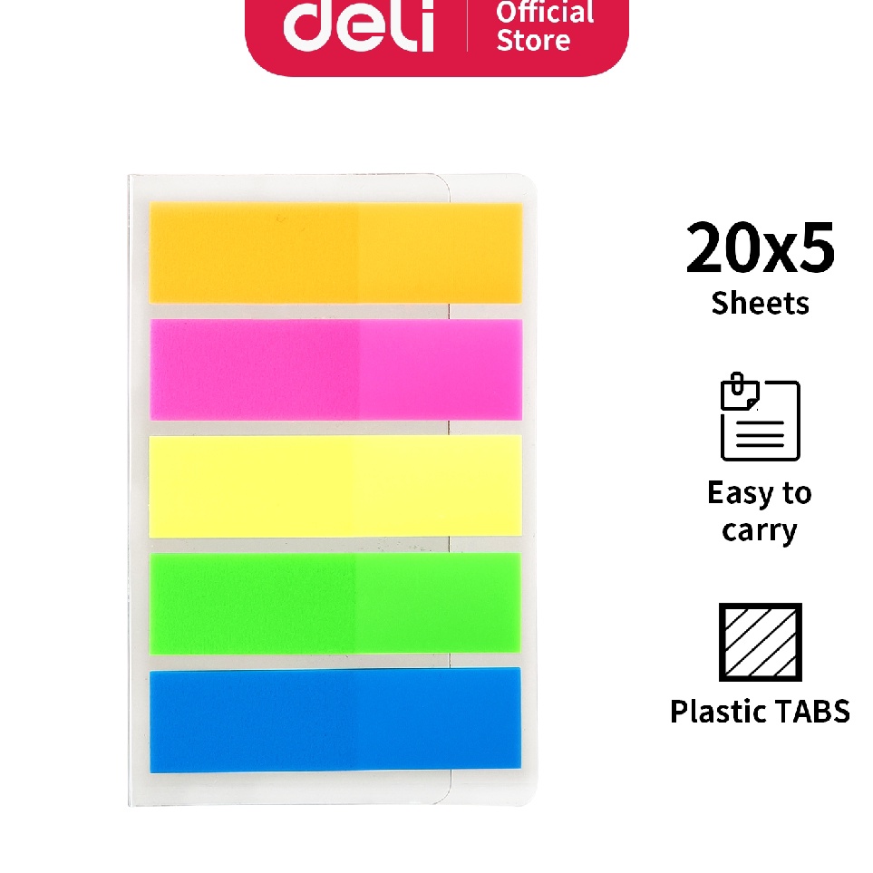 

[KODE PRODUK TDKFO4782] Deli Index Memo Tabs [44 x 12 mm/ 5 x 20 Sheets/ 5 Warna] Warna perekat kuat tahan lama EA10402