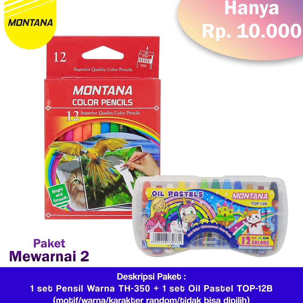 

{Original} MONTANA Paket Mewarnai 2.0 !!! Crayon TOP-12B + Pensil Warna TH-350