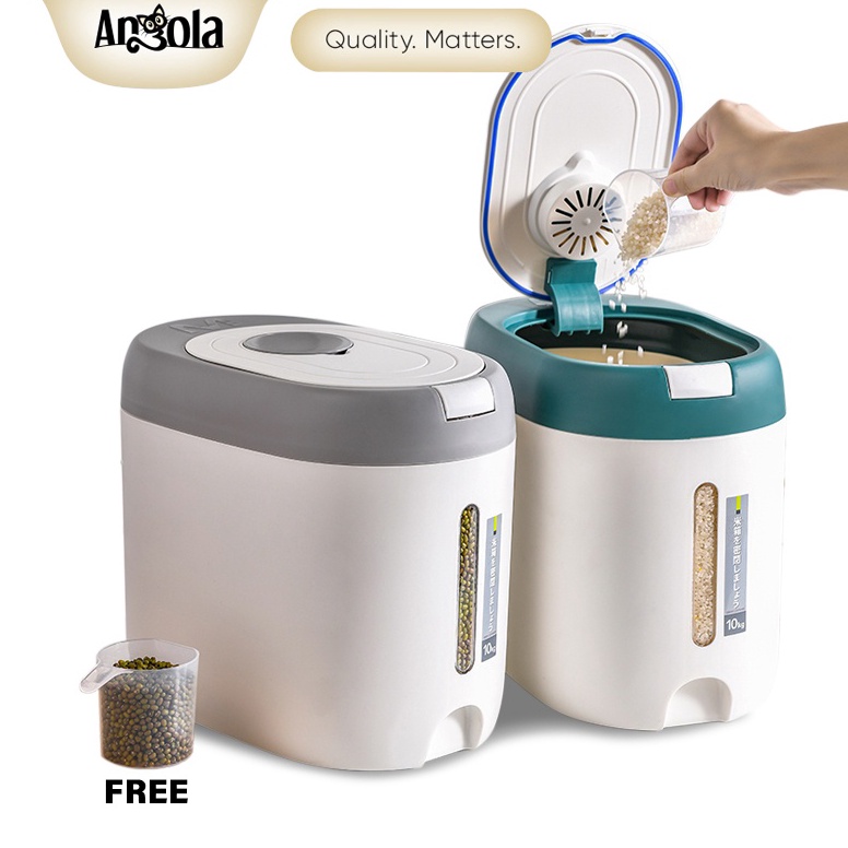 TERBAIK|| Angola Dispenser Beras 10 KG Rice Dispenser E97 Tempat Wadah Penyimpanan Beras Rice Bucket
