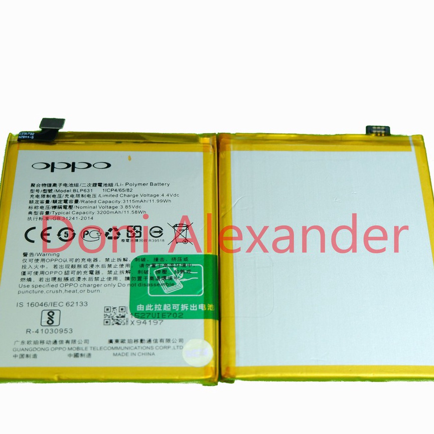 Terbaru dan terlaris BATERAI BATRE OPPO F3 OPPO F5 BLP-631 ORIGINAL ?
