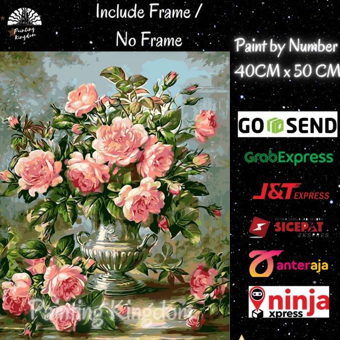 

Paint by Number Lukisan Acrylic dengan angka DIY Pink Roses