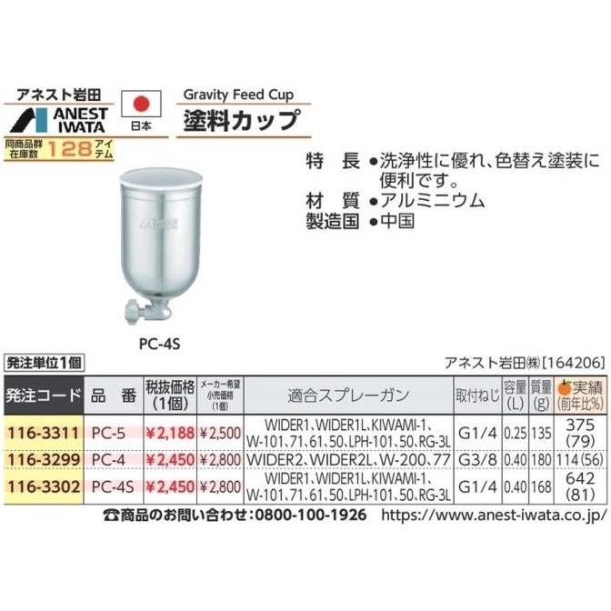 

Gravity Feed Cup 400ml ANEST IWATA PC-4S