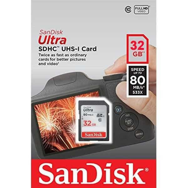 SANDISK SD ULTRA - MEMORY CARD KAMERA 32GB (80MB/S) - CANON NIKON SONY ORIGINAL TERBARU