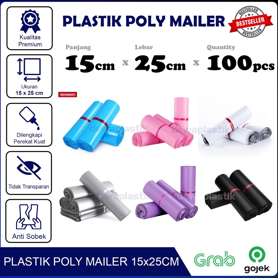 

[KODE PRODUK 6K90B6962] Poly Mailer 15x25 cm Isi 100 Pcs Polymailer Kantong Plastik LDPE Amplop Packaging 15 x 25 cm Plastik Packing 15x25cm Kantong Paket 15 x 25cm Isi 100pcs Warna Biru Baby Blue Pink Merah Muda Putih Abu Silver Ungu Lavender Hitam