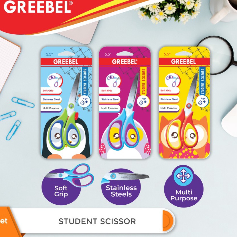 

[KODE PRODUK SHEDH9538] GREEBEL Gunting tajam anti karat warna warni / GREEBEL SCISSOR GB-SC-02 / Cocok untuk perlengkapan anak sekolah & perlengkapan kantor office