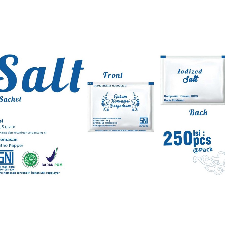 

Harga Murah Garam Sachet (isi 250 @0.5gr) Terlaku.