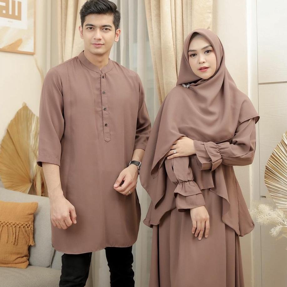 Grosir Cod - Ricis Ryan Couple Baju Pasangan Setelan Gamis Syarii Dan Sirwal Polos Ria Ricis Ryan Tr