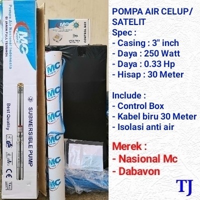 pompa air satelit/celup 3 inch 250 watt - nasional/shimizu/dabavon