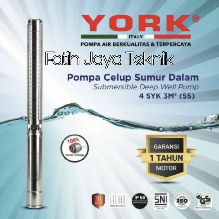 Pompa Satelit York 1 hp 4SYK 3-12 Ss Pompa Submersible Stainles