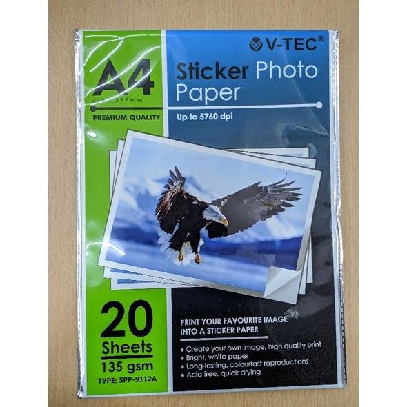 

Kertas Stiker Photo Paper Glossy V-Tec / Vtec SPP-9112A A4 135 GSM