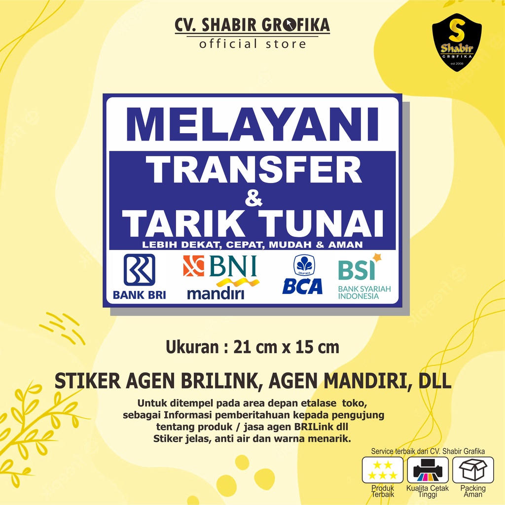 STIKER AGEN BRILINK TARIK TUNAI - TRANSFER