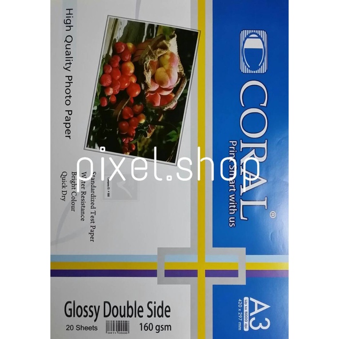 

Terlaris Kertas Print Foto Glosy Double Side A3 160 Coral Paper Photo Glosy