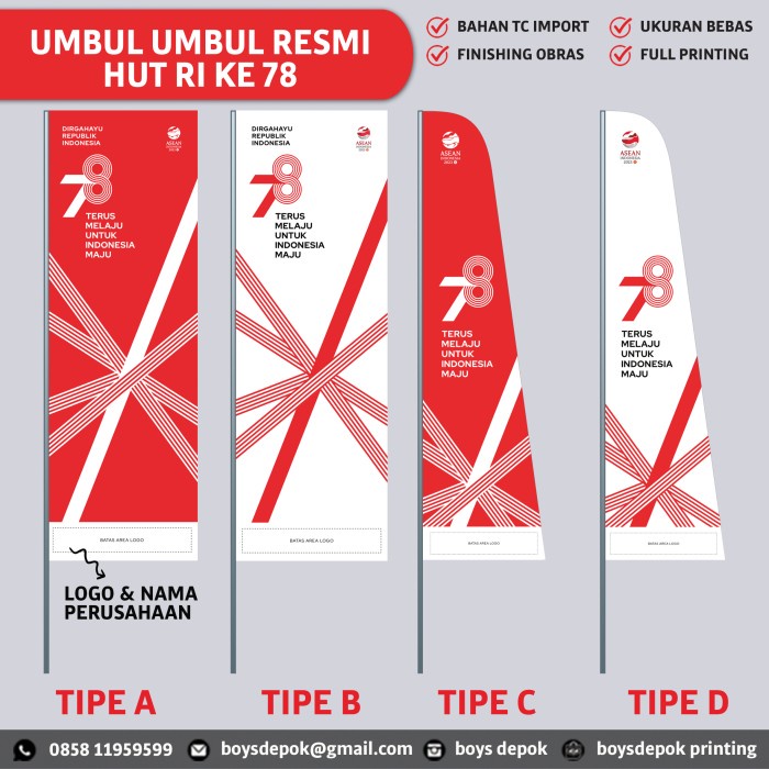 Umbul Umbul 17 Agustus Dirgahayu Republik Indonesi Ke 77 3X1 Meter Tantinseller