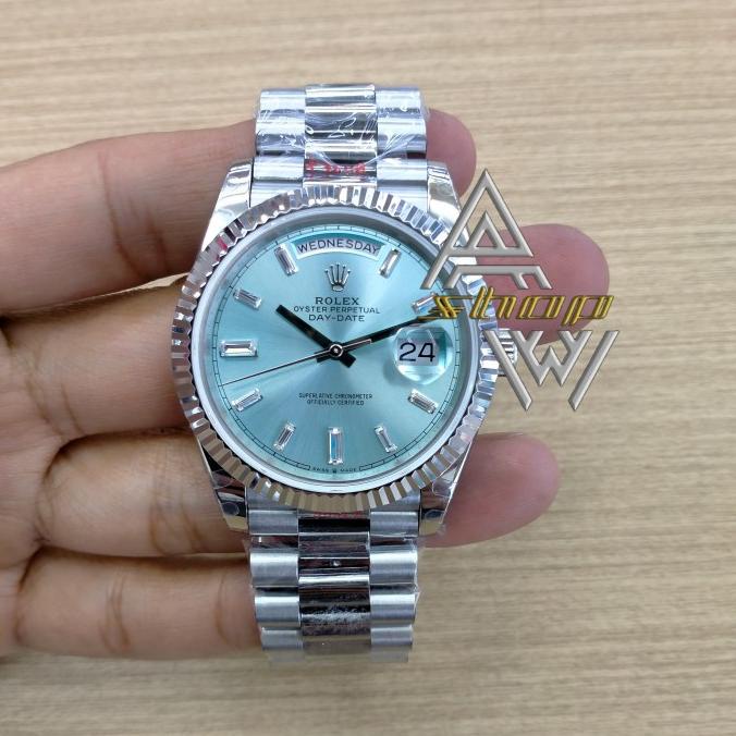 Jam Tangan Pria Day Date Swiss Ice Blue President Flyzzy.Store
