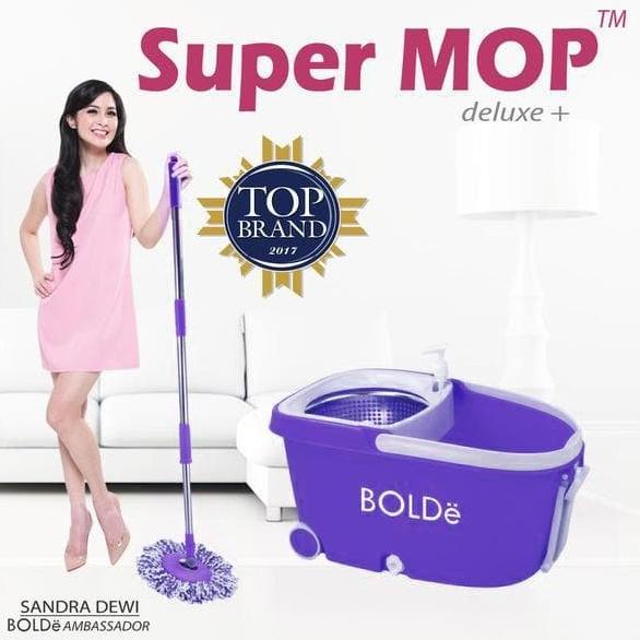 Bolde Super Mop Deluxe + Plus Alat Pel Putar Stainless Roda Drainase