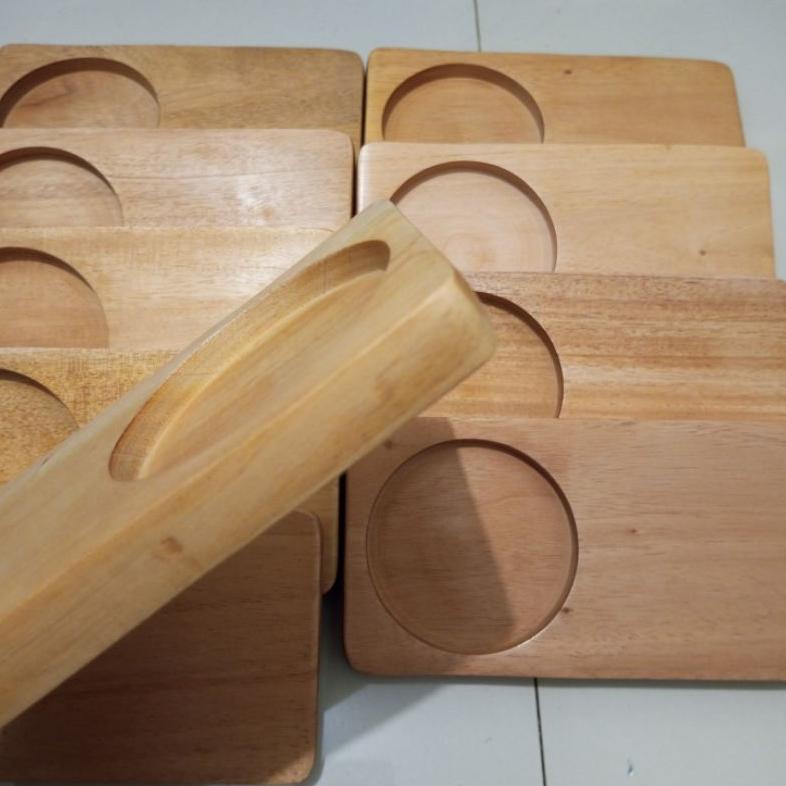 Tatakan Cangkir Gelas Kopi 11X22Cm / Nampan Kayu Wooden Coaster Tray