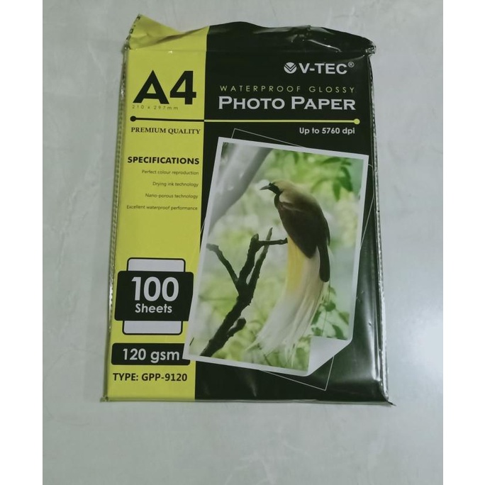 

Kertas Foto Glossy V-TEC GPP-9120 A4 120 GSM (100 Lembar)