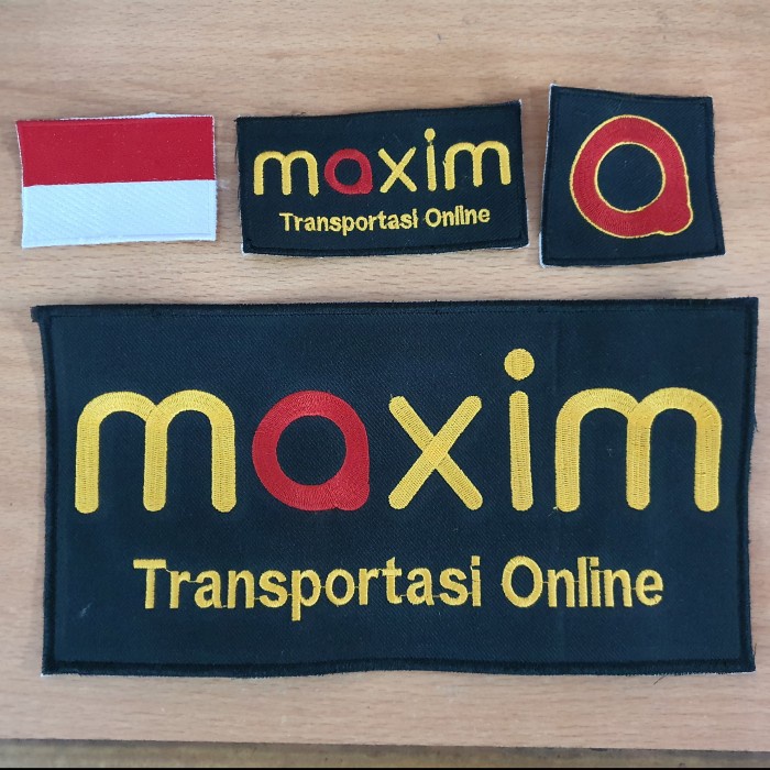Terlaris Emblem Logo Patch Bordir Ojol Maxim (Dasar Hitam)