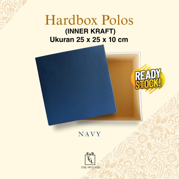 

Terlaris Box Hampers Custom Hardbox Kotak Kado 25 X 25 X 10 Cream Navy Hitam