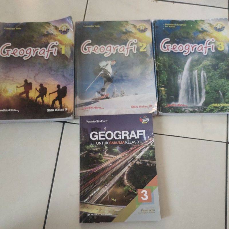 

(buku bekas, second) buku geografi Yudhistira, Erlangga kelas 10, 11, 12 SMA, MA