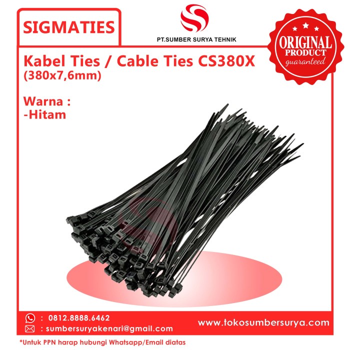 

Kabel Ties / Cable Ties Cs380X Hitam 380X7,6 Mm Sigma