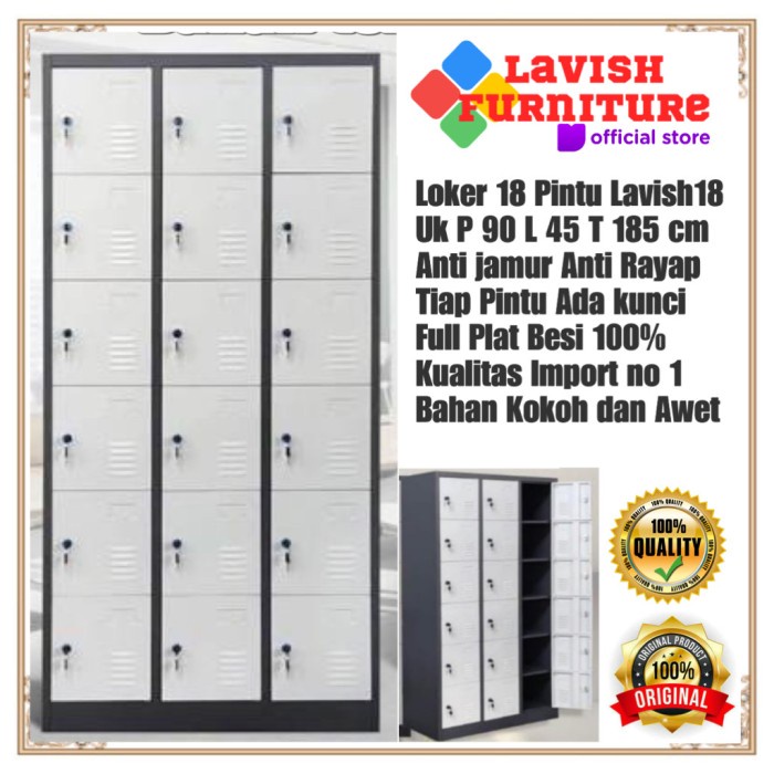 

Lemari Loker Cabinet 18 Pintu Full Plat Besi Smj 18