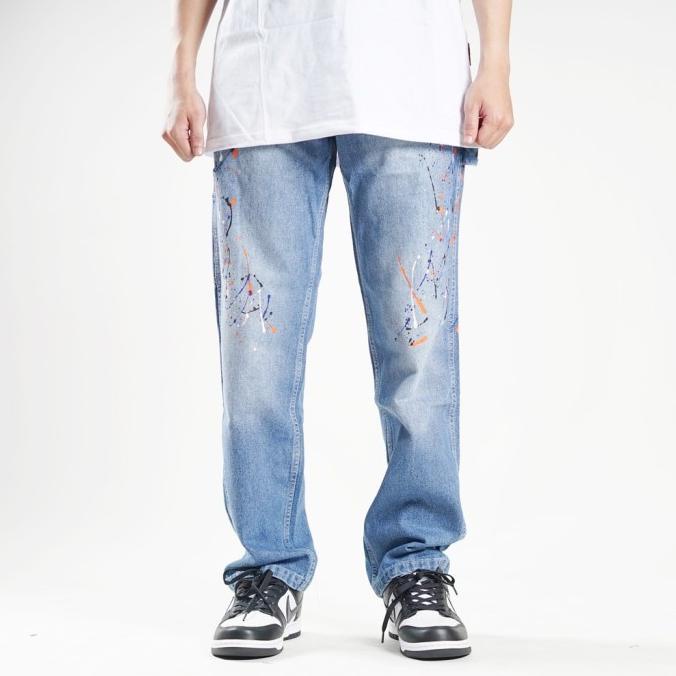 Superego celana carpenter jeans utility Paint Medium Blue Splash