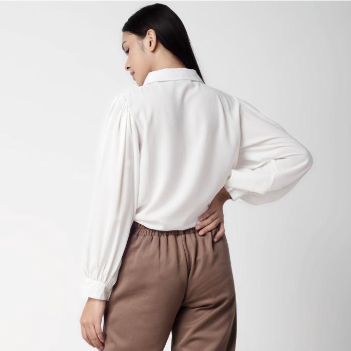 Benhill Kemeja Wanita Seori Lengan Panjang Puff White 252