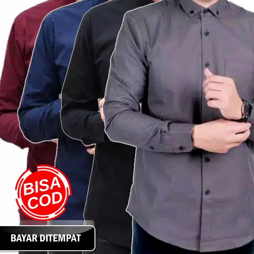 murah Kemeja Polos Panjang Pria Dewasa/Kemeja hitam polos/baju kemeja polos panjang/baju kemeja pria