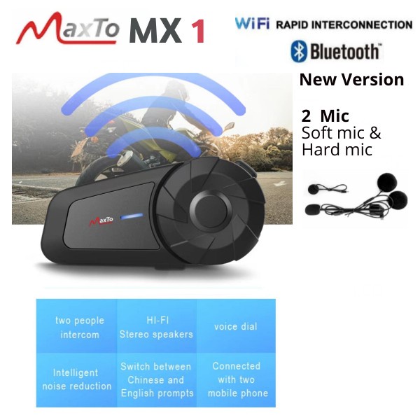 Terlaris Intercom Maxto Mx1 Intercom Helm Bluetooth Rainproof Pair Maxto M2 M3