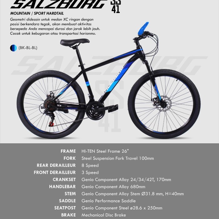 Terlaris (Khusus Gojek) Sepeda Mtb 26 Inch Genio Salzburg Ss 42 New
