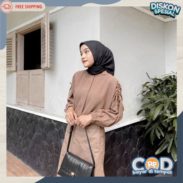Baju Muslim Prempuan Terkini Bluose Big Size Halus Bluse Cewe Korea Trendi Blous Cwek Oversize Ootd 