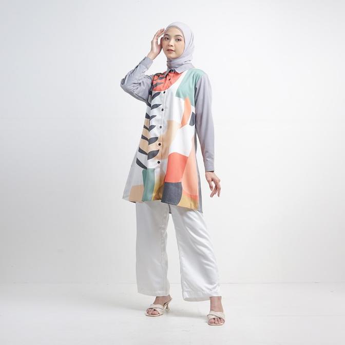 Baju Tunik wanita Printing Toyobo Motif Helia
