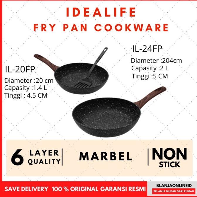 :<:<:<:<] IDEALIFE FRYPAN MARBLE IL - 24FP