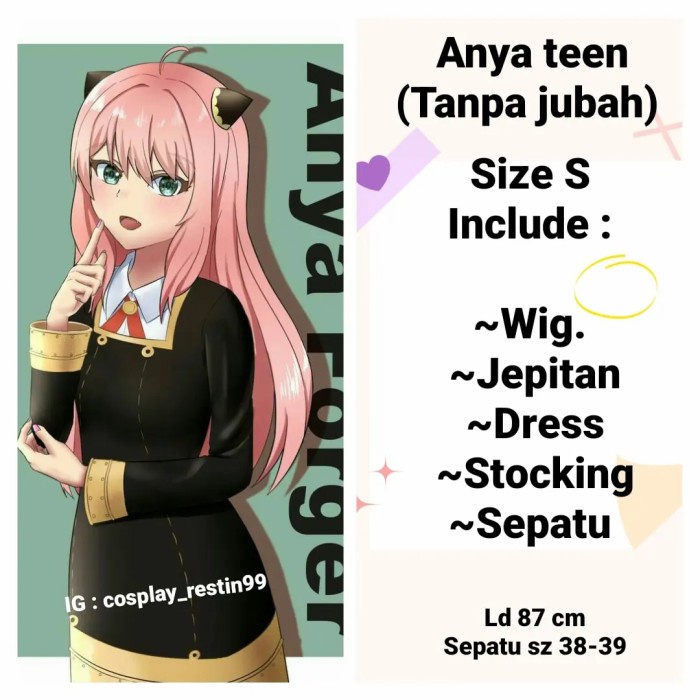 Best Seller Kostum Cosplay Anya Teen Spy X Family