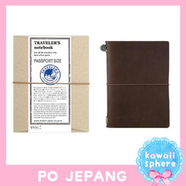 

Midori Traveler'S Notebook Starter Kit Passport Size Brown Po Jepang