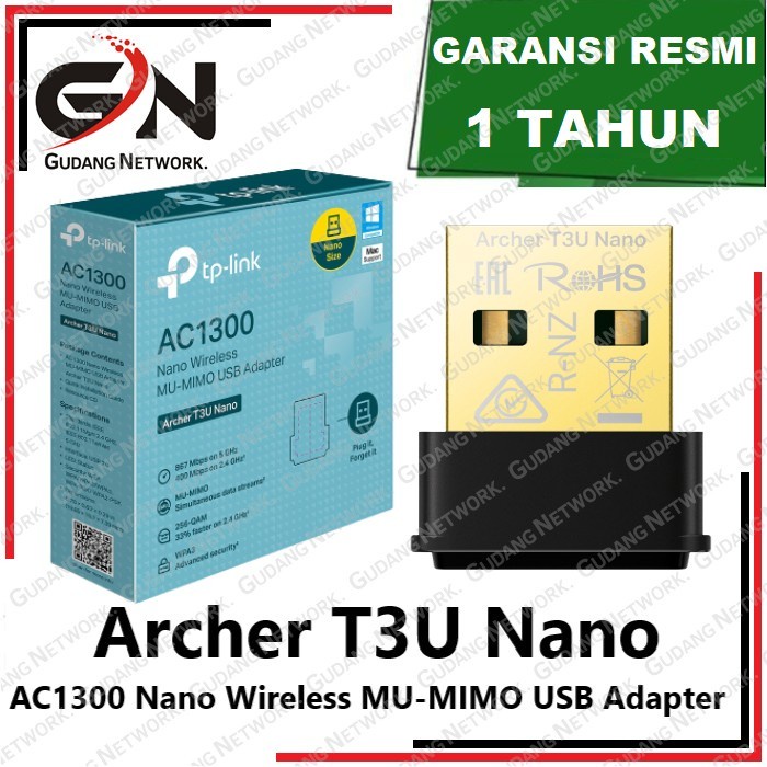 TP-LINK Archer T3U Nano AC1300 Nano Wireless MU-MIMO USB Adapter - T3U