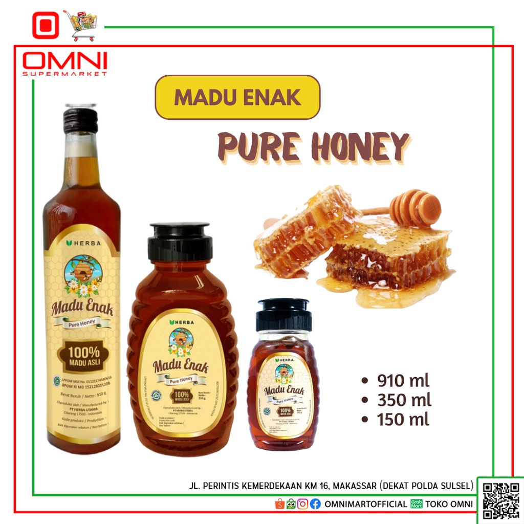 

Madu Enak Pure Honey Botol 910gr - 350gr - 150g