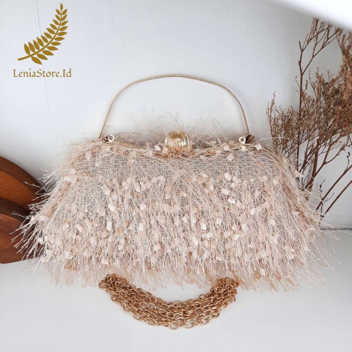 Best Seller Tas Dompet Clutch Party Pesta Import Wanita Kondangan Bulu Beludru