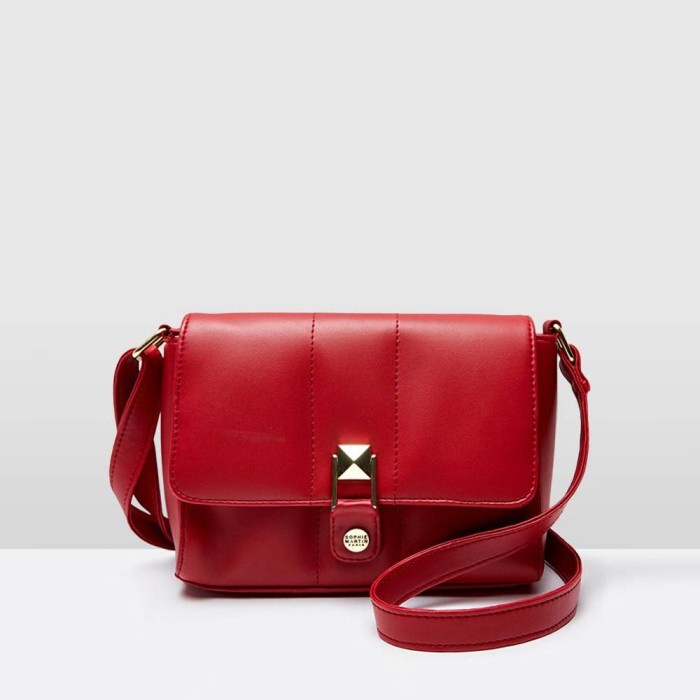 HOT SALE TAS SELEMPANG WANITA SOPHIE MARTIN PARIS HAYANA BAG KULIT MERAH PROMO TERBARU