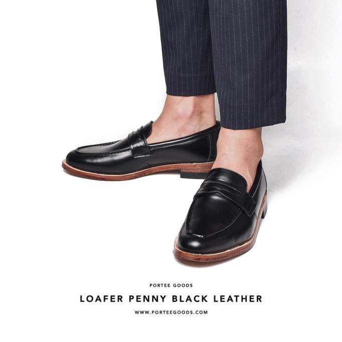 Sepatu Kulit Kerja Pria Portee Goods Loafers Penny Hitam