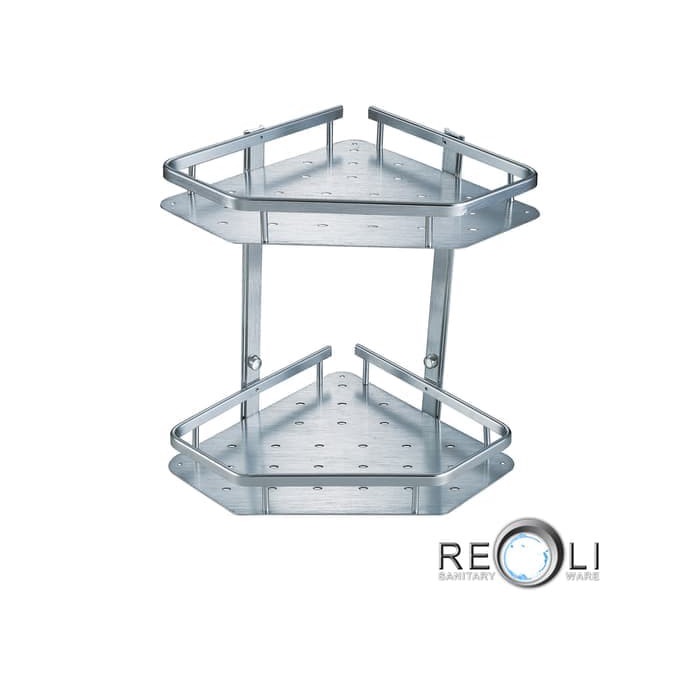 FLASH SALE REOLI RAK SUDUT TEMPAT SABUN 2 SUSUN ALUMINIUM RS-602-O-HB SOAP SHELF TERMURAH