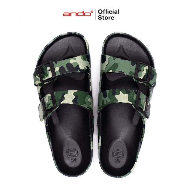 Ando Official Sandal Selop Slip On Sultan Army Pria Dewasa - Hitam/Hijau