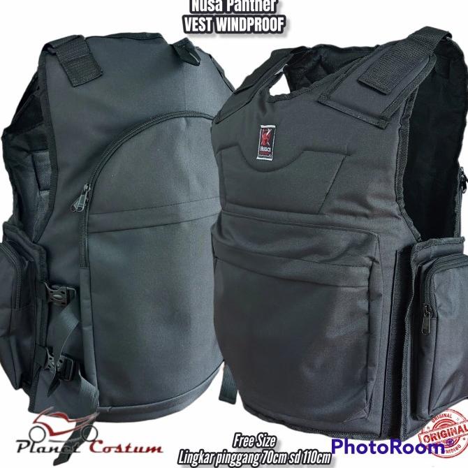 Rompi Motor Black Panther Touring Bikers Turing anti angin air Hitam