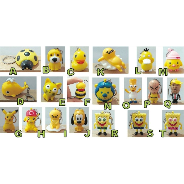

Gantungan kunci karakter keychain LED nyala dan berbunyi warna KUNING qab03