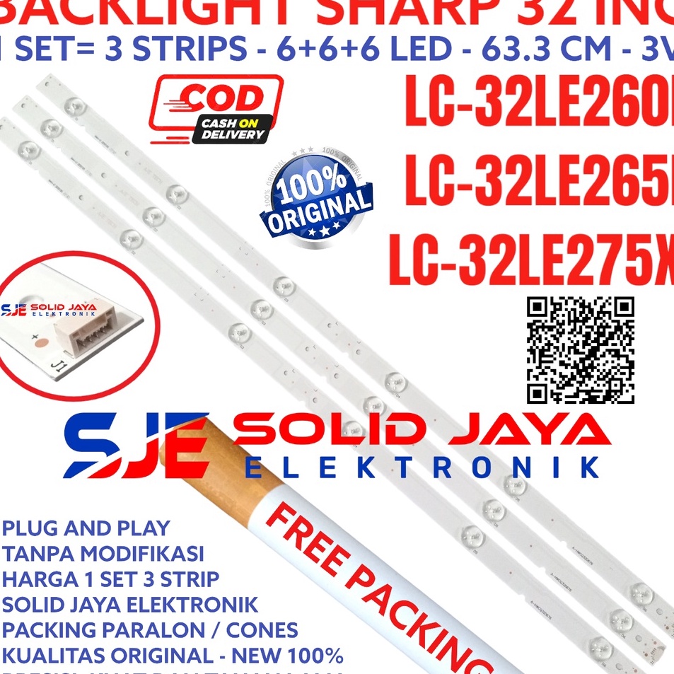 ・ ke BACKLIGHT LED TV SHARP 32 INC LC 32LE260 32LE265 32LE375 I X LAMPU BL 6K 32LE 32LE260I 32LE265I