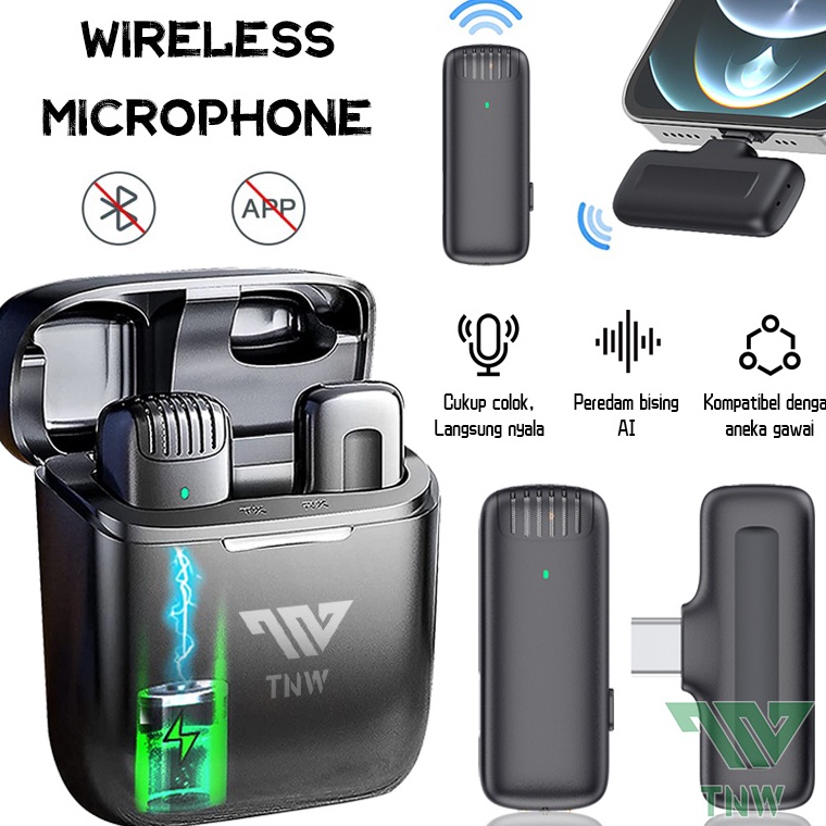 Rekomendasi.. TNW X8 Nirkabel Lavalier Mikrofon Mini Microphones dengan Penerima dan Charging Case K