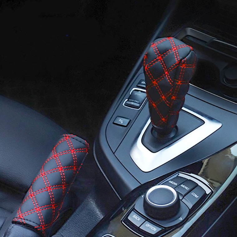 ☊Laris➼ YKTNQ Sarung Cover Kulit Rem Tangan Dan Gigi Persneling Interior Mobil/1set L42 ☈Stock Banya